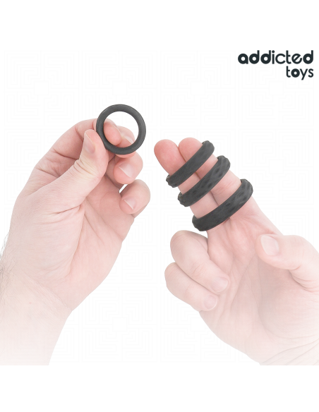 ADDICTED TOYS - TEXTURED COCK RING SET 4 SIZES
