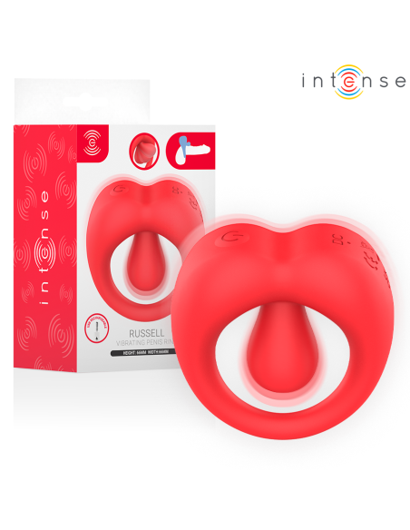 INTENSE - RUSSELL VIBRATING PENIS RING WITH CLITORIS STIMULATION RED
