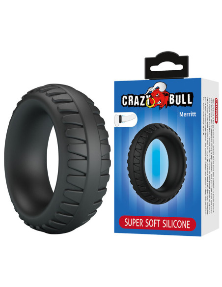CRAZY BULL - MERRITT TEXTURED SILICONE COCK RING BLACK