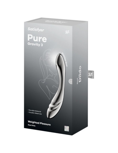 SATISFYER - PURE GRAVITY 3 NERŪDĖJANČIO PLIENO DVIGUBAS DILDO