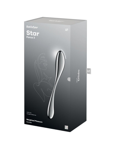 SATISFYER - STAR FORCE 3 NERŪDĖJANČIO PLIENO DVIGUBAS DILDO