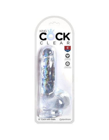 KING COCK - SKAIDRUS REALISTIŠKAS VARPAS SU KIEKVIENIAIS 13,5 CM PERMATOMAS