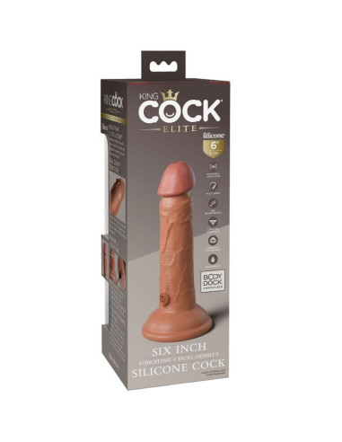 KING COCK - ELITE REALISTIC vibruojantis ir silikoninis 15,2 cm karamelės spalvos dildo