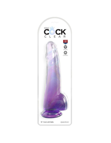 KING COCK - CLEAR DILDO WITH TESTICLES 19 CM PURPLE