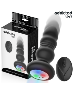 ADDICTED TOYS - ROTUOJANČIAS VIBRUOJANČIAS ANALINES KŪGES, LED ŠVIESOS NUOTOLINIO VALDYMO PULTELIS