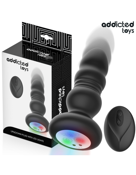 ADDICTED TOYS - ROTUOJANČIAS VIBRUOJANČIAS ANALINES KŪGES, LED ŠVIESOS NUOTOLINIO VALDYMO PULTELIS