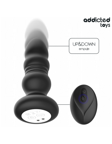ADDICTED TOYS - ROTUOJANČIAS VIBRUOJANČIAS ANALINES KŪGES, LED ŠVIESOS NUOTOLINIO VALDYMO PULTELIS