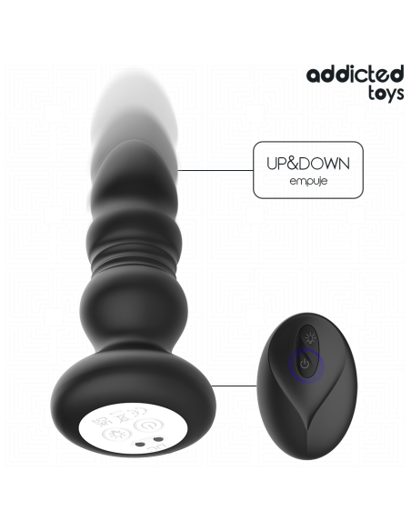 ADDICTED TOYS - ROTUOJANČIAS VIBRUOJANČIAS ANALINES KŪGES, LED ŠVIESOS NUOTOLINIO VALDYMO PULTELIS
