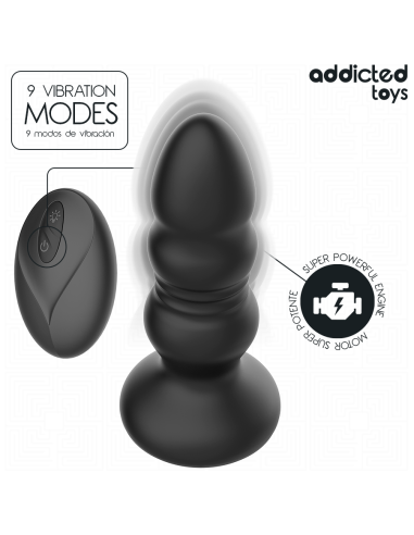 ADDICTED TOYS - ROTATING VIBRATING ANAL PLUG, LED LIGHT REMOTE CONTROL