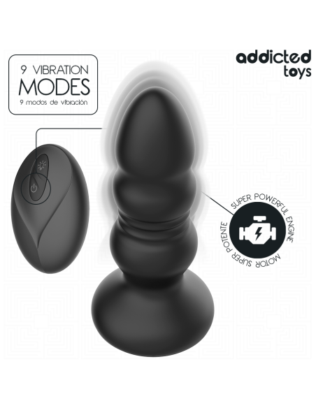 ADDICTED TOYS - ROTUOJANČIAS VIBRUOJANČIAS ANALINES KŪGES, LED ŠVIESOS NUOTOLINIO VALDYMO PULTELIS