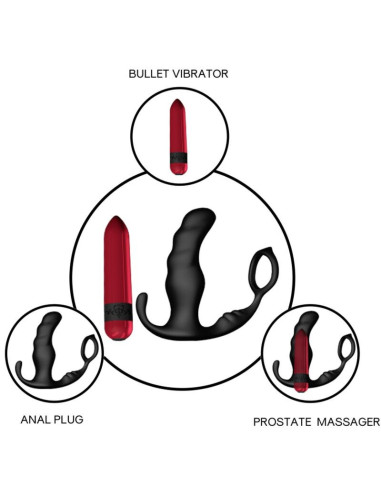 ARMONY - KNIGHT ANALINIS VIBRUOJAMAS PROSTATAI IR ŽIEDAS, JUODAS, NUOTOLINIO VALDYMO PULTELIS