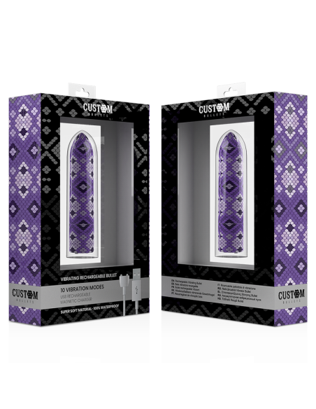 CUSTOM BULLETS - RECHARGEABLE SNAKE PURPLE MAGNETIC BULLET 10 INTENSITIES
