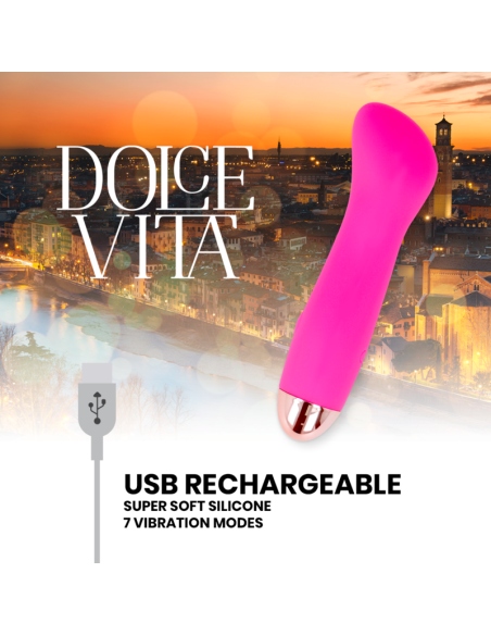 DOLCE VITA - ĮKRAUNAMAS VIBRUOJAMAS VIENAS ROŽINIS, 7 GREIČIAI
