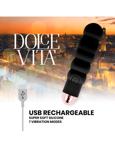 DOLCE VITA - ĮKRAUNAMAS VIBRUOJAMAS ŠEŠI JUODOS SPALVOS, 7 GREIČIAI