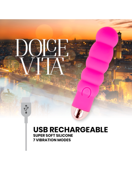 DOLCE VITA - ĮKRAUNAMAS VIBRUOJAMAS ŠEŠI ROŽINIAI, 7 GREIČIAI
