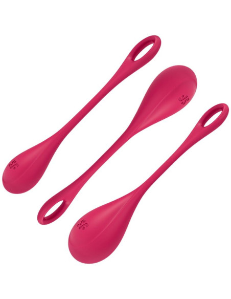 SATISFYER - YONI POWER 1 TRENIRUOČIŲ RINKINYS, RAUDONOS SPALVOS
