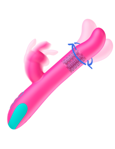 HAPPY LOKY – suderinamas su belaidžiu „PLUTO RABBIT“ vibratoriumi ir rotatoriumi WATCHME