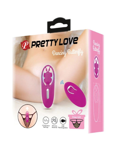 PRETTY LOVE – šokantis drugelio formos kelnaičių stimuliatorius su nuotolinio valdymo pultu, alyvinis