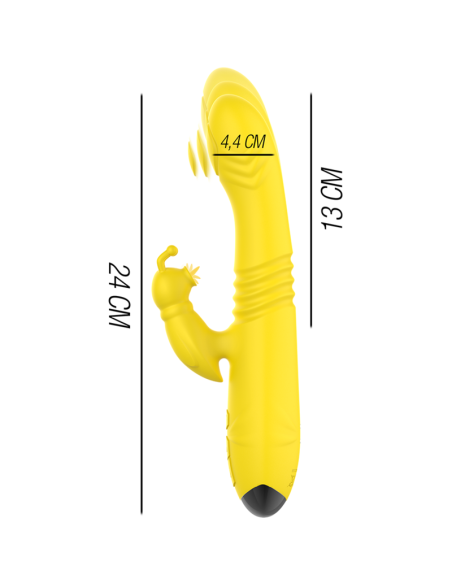 INTENSE - TOKY MULTIFUNCTION VIBRATOR UP and DOWN WITH CLITORAL STIMULATOR YELLOW
