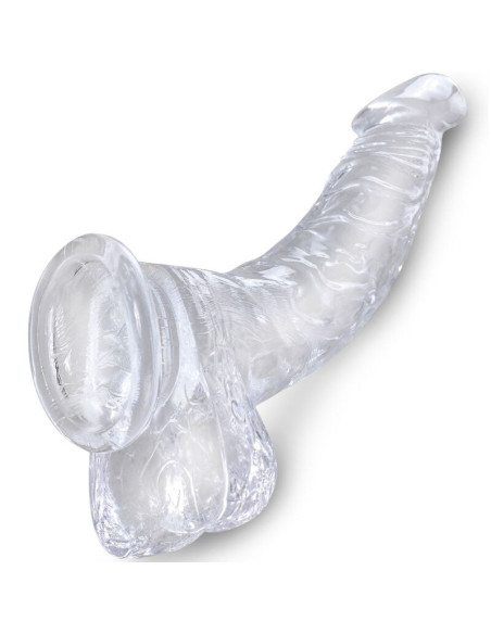 KING COCK - SKAIDRUS, REALISTIŠKAS, IŠLENKTAS PENIS SU KIEKVIENIAIS, 16,5 CM, PERMATOMAS
