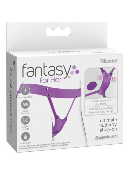 FANTASY FOR HER - BUTTERFLY HARNESS, VIBRATING RECHARGEABLE and REMOTE CONTROL PURPLE