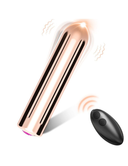 ARMONY - KOVOS GALVUTĖS VIBRATORIUS KULKOS NUOTOLINIO VALDYMO PULTAS AUKSINĖS SPALVOS 2 CM X 8,8 CM