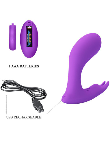 PRETTY LOVE – IDABELLE VIBRACIJOS IR PULSAVIMO NUOTOLINIO VALDYMO VALDYMAS, VIOLETINIS