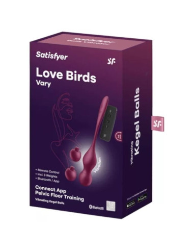 SATISFYER – „LOVE BIRDS VARY“ VIBRUOJAMIEJI KAMUOLĖLIAI, NEMOKAMA PROGRAMĖLĖ, VYNO RAUDONO SPALVOS
