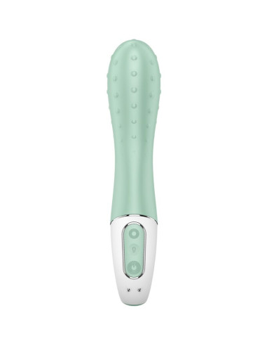 SATISFYER - PRIPUČIAMAS VIBRUOJAMAS SU POMPOS VONIUMI, 3 G TAŠKAIS, MĖTOS SPALVOS