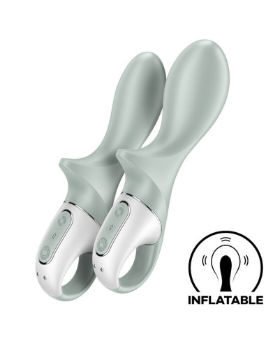 SATISFYER - PRIPUČIAMAS ANALINIS VIBRATORIUS SU AIR PUMP BOOTY 3 PILKA ŽALIA SPALVA