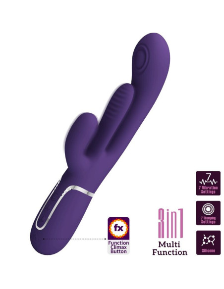 PRETTY LOVE - SHANIA TRIGUBAS TRIUŠIO VIBRUOJAMAS DAUGIAFUNKCIS VIOLETINIS