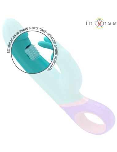 INTENSE - MONICA RABBIT VIBRATORIUS ŽIEDAS SU BESISUKANČIU G-SPOT STIMULIATORIUMI, MĖLYNAS