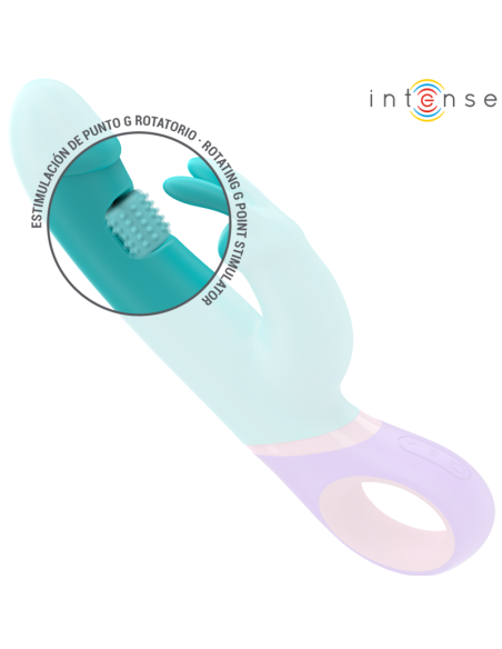 INTENSE - MONICA RABBIT VIBRATORIUS ŽIEDAS SU BESISUKANČIU G-SPOT STIMULIATORIUMI, MĖLYNAS