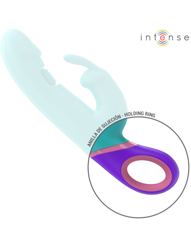 INTENSE - MONICA RABBIT VIBRATORIUS ŽIEDAS SU BESISUKANČIU G-SPOT STIMULIATORIUMI, MĖLYNAS