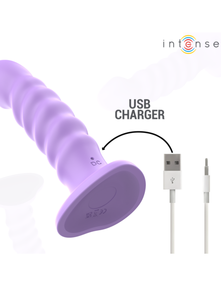 INTENSE - BRENDA VIBRATORIUS, M DYDŽIO, SPIRALĖS FORMOS, 10 VIBRACIJOS PASIRINKIMŲ, VIOLETINIS NUOTOLINIO VALDYMO PULTELIS