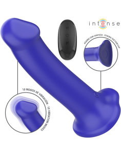 INTENSE - VICTORIA VIBRATORIUS SU SIURBTUKU, 10 VIBRAVIMŲ, TAMSI MĖLYNAS, NUOTOLINIO VALDYMO VALDYMAS