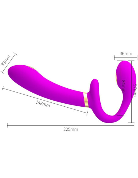 PRETTY LOVE - THUNDERBIRD DVIGUBAS DIRŽINIS VIBRATORIUS SU NUOTOLINIO VALDYMO VALDYMU, VIOLETINIS
