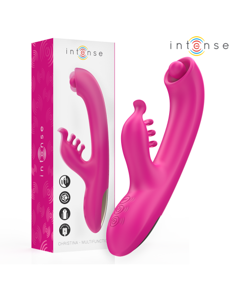 INTENSE - CHRISTINA DAUGIAFUNKCINIS SU KLITORIAUS MASAŽUOKLIU 22,5 CM ROŽINIS