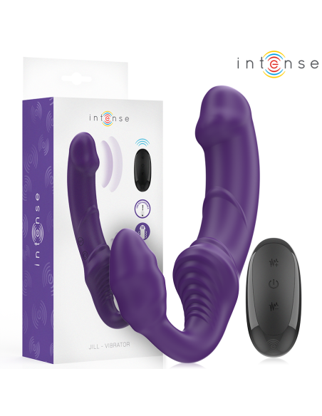 INTENSE - JILL DVIGUBAS VIBRATORIAUS 20 CM PURPURINIS NUOTOLINIO VALDYMO PULTAS