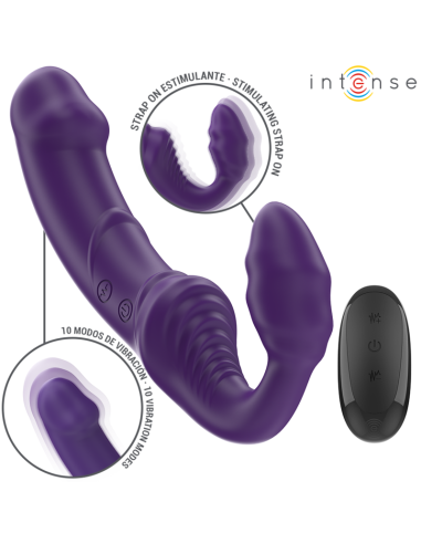 INTENSE - JILL DVIGUBAS VIBRATORIAUS 20 CM PURPURINIS NUOTOLINIO VALDYMO PULTAS