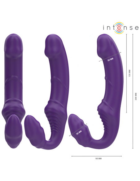 INTENSE - JILL DVIGUBAS VIBRATORIAUS 20 CM PURPURINIS NUOTOLINIO VALDYMO PULTAS