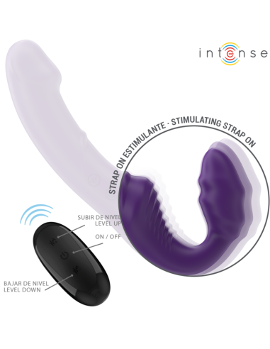 INTENSE - JILL DVIGUBAS VIBRATORIAUS 20 CM PURPURINIS NUOTOLINIO VALDYMO PULTAS