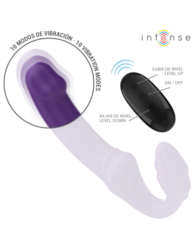 INTENSE - JILL DVIGUBAS VIBRATORIAUS 20 CM PURPURINIS NUOTOLINIO VALDYMO PULTAS