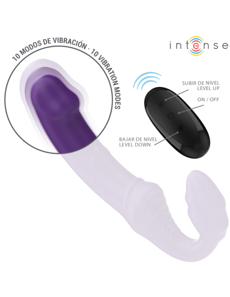 INTENSE - JILL DVIGUBAS VIBRATORIAUS 20 CM PURPURINIS NUOTOLINIO VALDYMO PULTAS