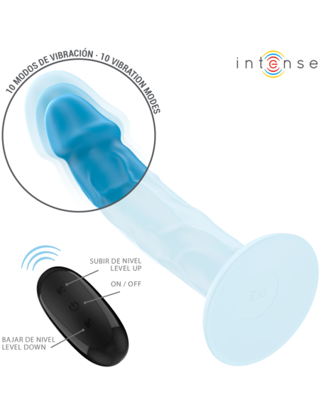 INTENSE - PHOEBE REALISTINIS VIBRATORIUS 10 VIBRAVIMŲ MĖLYNAS NUOTOLINIO VALDYMO VALDYMAS