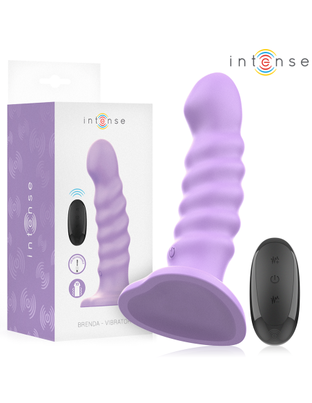 INTENSE - BRENDA VIBRATORIS, DYDIS M, SPIRALINIS DIZAINAS, 10 VIBRACIJŲ, VIOLETINIS, NUOTOLINIO VALDYMO PULTAS