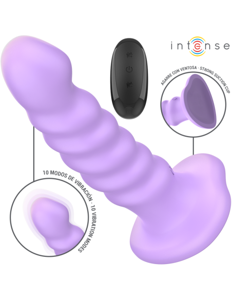 INTENSE - BRENDA VIBRATORIS, DYDIS M, SPIRALINIS DIZAINAS, 10 VIBRACIJŲ, VIOLETINIS, NUOTOLINIO VALDYMO PULTAS