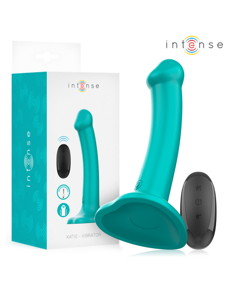 INTENSE - KATIE VIBRATORAS SU SIURBLIU 10 VIBRACIJŲ MĖLYNAS NUOTOLINIO VALDYMO PULTAS