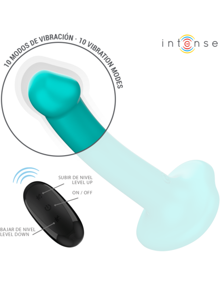 INTENSE - KATIE VIBRATORAS SU SIURBLIU 10 VIBRACIJŲ MĖLYNAS NUOTOLINIO VALDYMO PULTAS