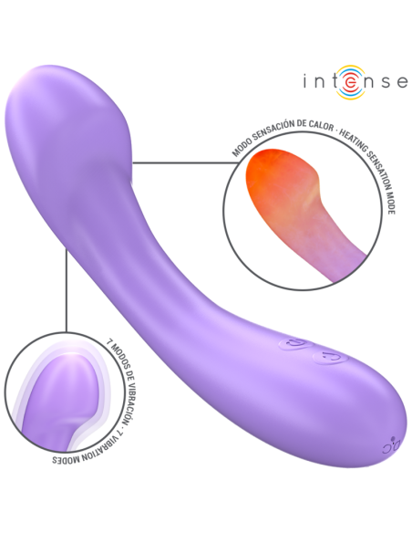 INTENSE - BECKY VIBRUOJAMAS 19 CM ŠILDOMAS 7 VIBRACIJOS VIOLETINIS